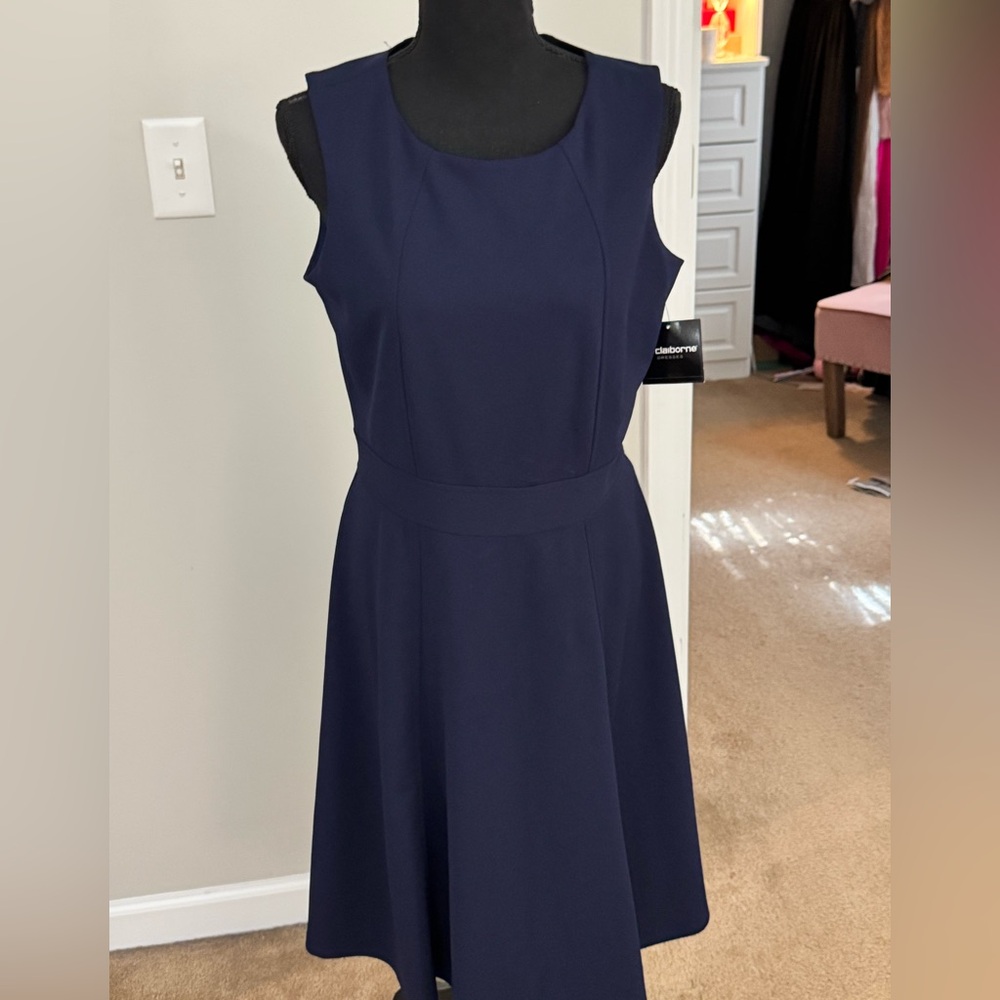 Liz Claiborne Elegant Navy Blue Sleeveless Dress